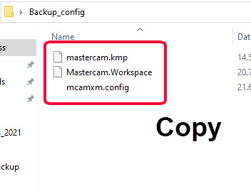 Backup config Mastercam